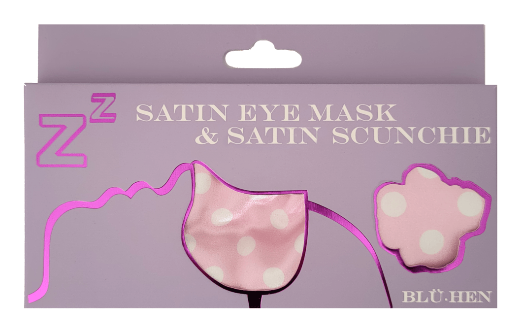 Eye Mask and Scrunchie Set - Satin Clothing Artico Pink Polkadot 