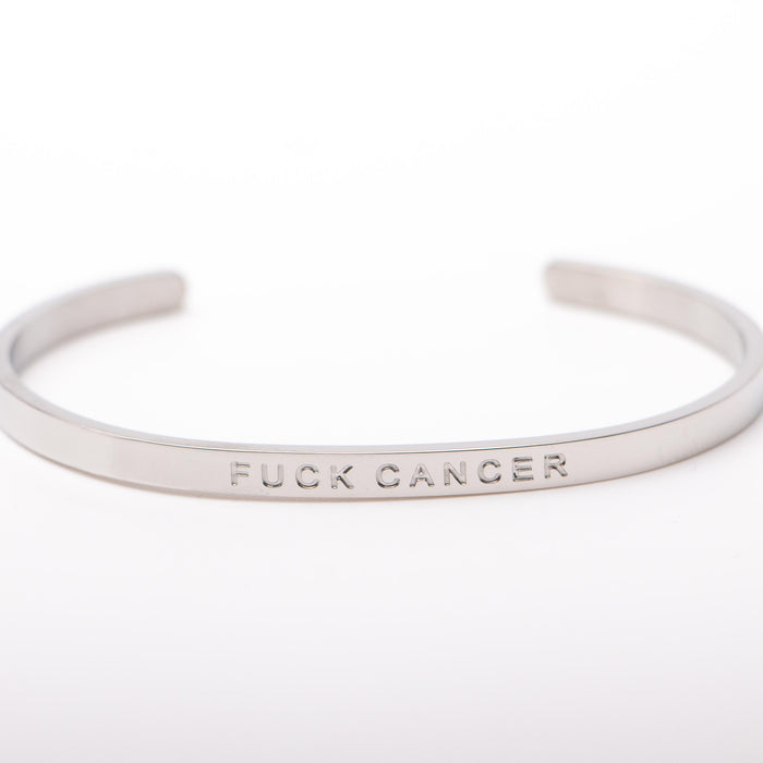 Stainless Steel Cuff Bangle with Empowering Mantra, hypoallergenic