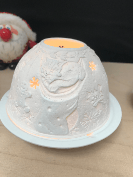 Glow Dome Porcelain Candle Holder Christmas Art de Lumina Xmas Pets 