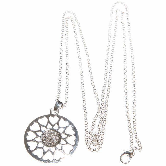 Heart of Diamonds Necklace - Silver Jewellery Zizu 