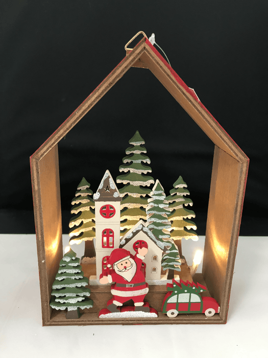 House Light Up MDF Santa Scene Christmas Get Posh 