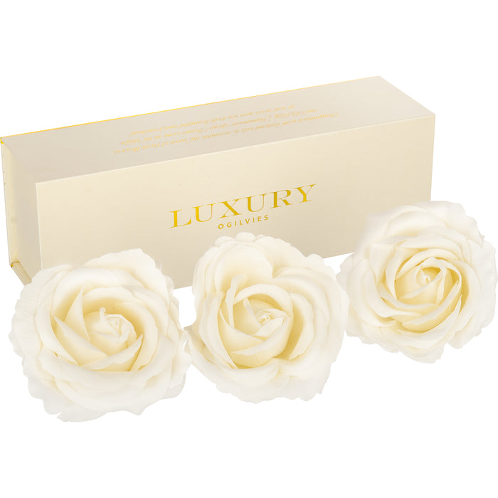 Luxury Rose Petal Soaps - Set of 3 - Pink or White