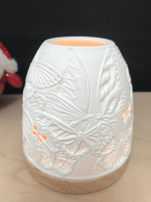Mini Igloo Porcelain Candle Holder on Wooden Base Christmas Art de Lumina Butterfly 