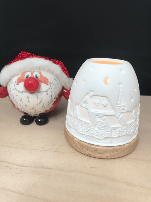 Mini Igloo Porcelain Candle Holder on Wooden Base Christmas Art de Lumina Xmas Night 