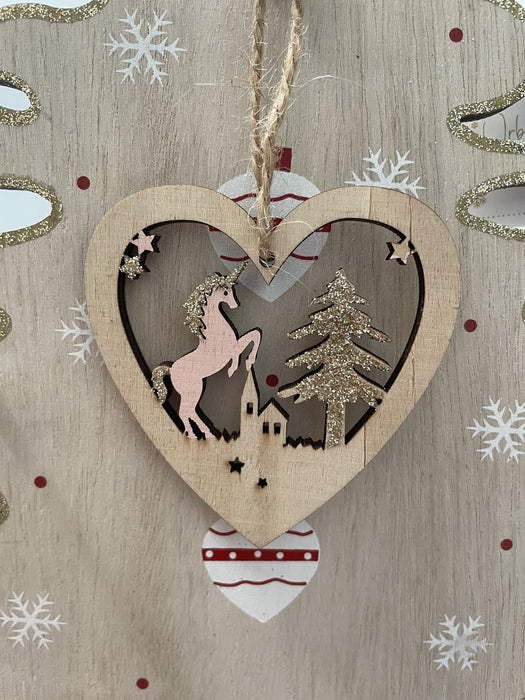 Pink Unicorns Tree Ornament Christmas Urban Products Heart 