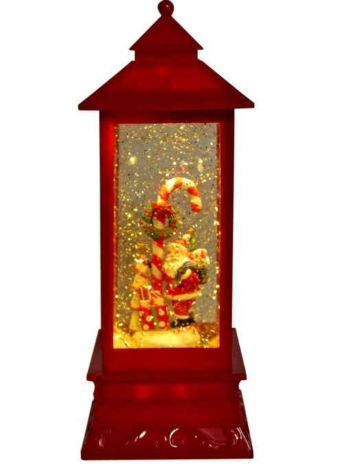 Red Christmas Lantern - LED with swirling glitter Christmas Cotton Candy 