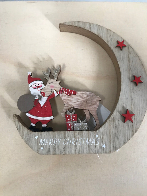Santa and Reindeer Moon Stand Decoration Christmas Urban Products 