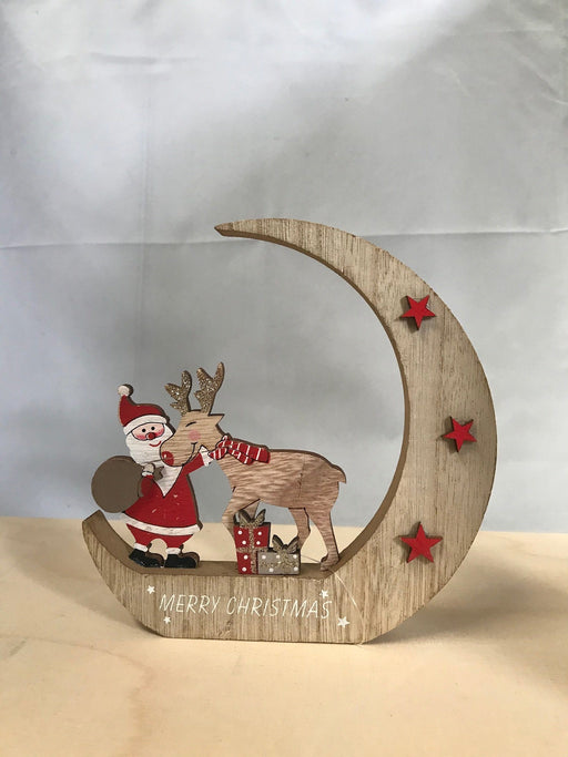 Santa and Reindeer Moon Stand Decoration Christmas Urban Products 