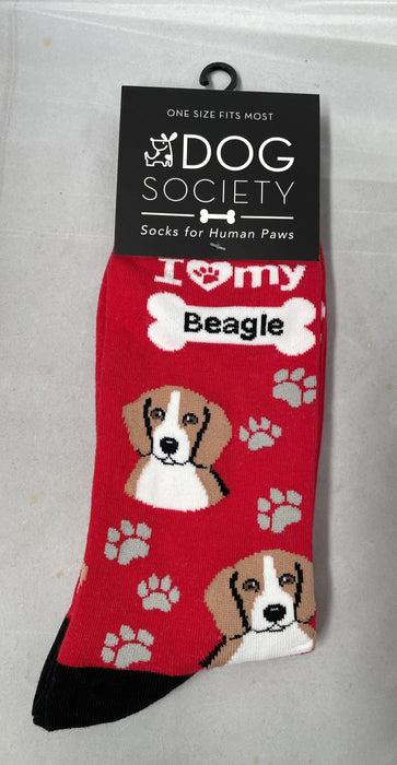 Sock Society Novelty Socks Clothing Gibson Importing Co. Beagle Red 