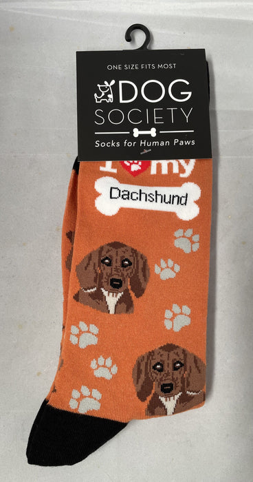 Sock Society Novelty Socks Clothing Gibson Importing Co. Dachshund Orange 