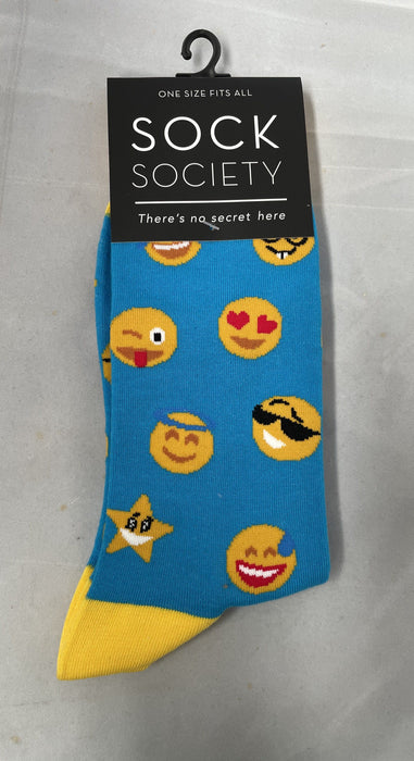 Sock Society Novelty Socks Clothing Gibson Importing Co. Emoji Blue 
