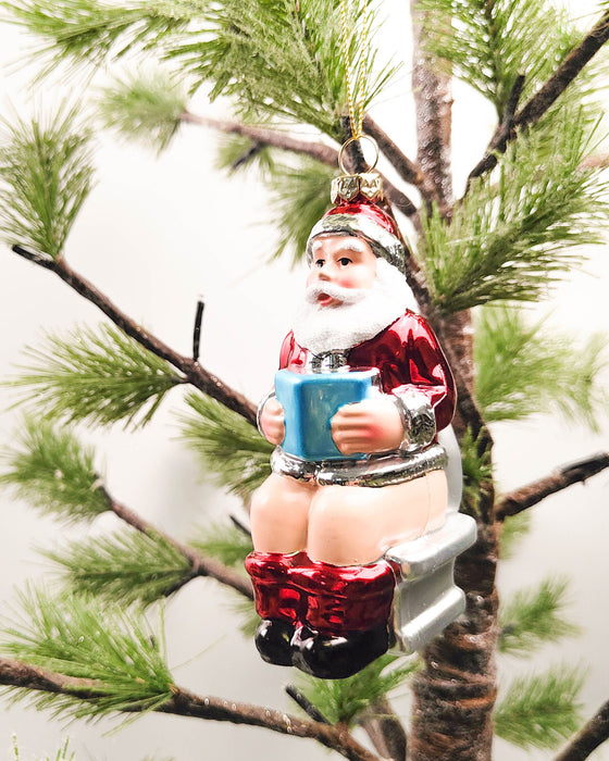 Christmas Tree Decoration - Santa on Toilet