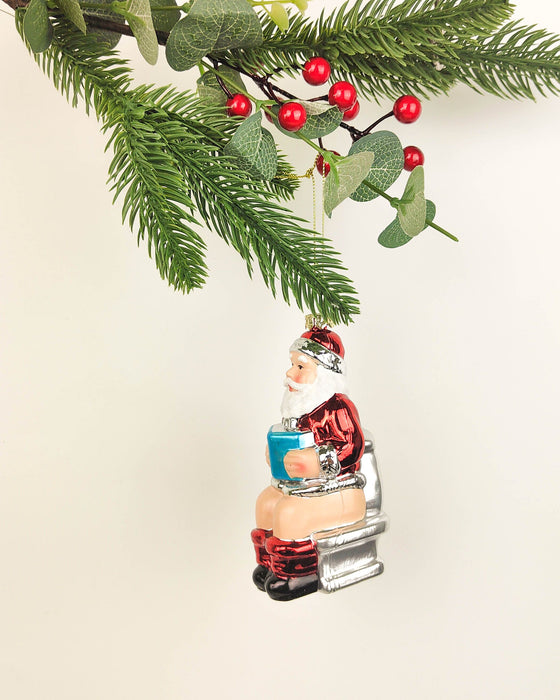Christmas Tree Decoration - Santa on Toilet
