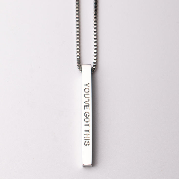 Necklace-Mantra Bar Pendent Stainless Steel